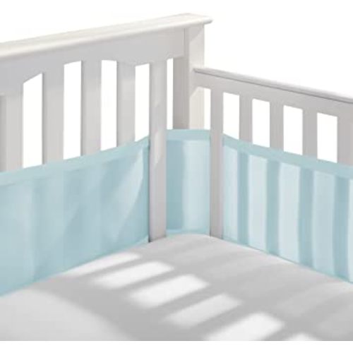 BreathableBaby Breathable Mesh Liner for Full-Size Cribs, Classic 3mm Mesh, Blue Green Aqua (Size 4FS Covers 3 or 4 Sides)