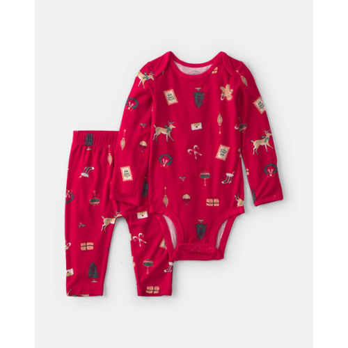 Baby 2-Piece Christmas PurelySoft™ Long-Sleeve Bodysuit & Pant Set - Red | Carter's