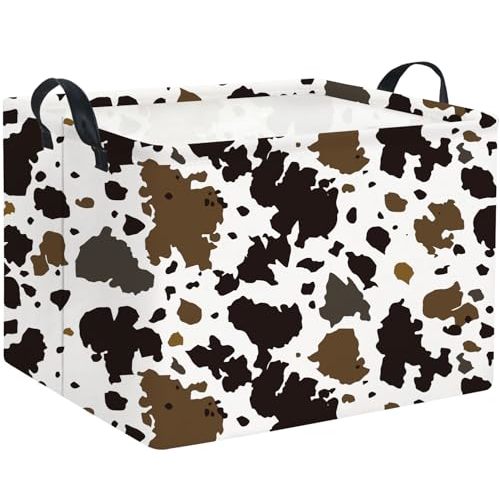 HIYAGON Rectangular Easter Cow Basket - Kids Baby Storage Bin Toy Organizer Box for Boys Room Decor