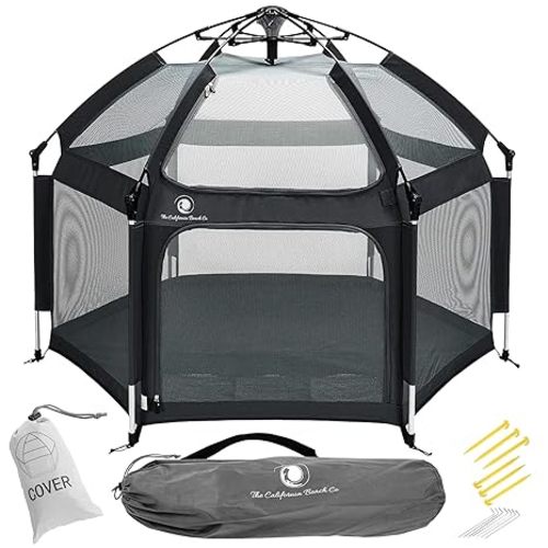 Pop 'N Go Baby Playpen, Portable Pack N Play with Canopy, Beach Tent Black