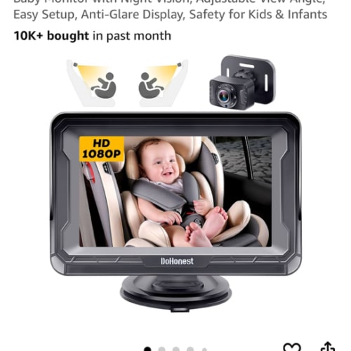 DoHonest Baby Car Camera HD 1080P - Rear-Facing Car Baby Monitor with Night Vision, Adjustable View Angle, Easy Setup, Anti-Glare Display, Safety for Kids & Infants