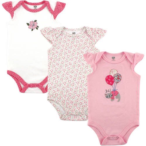 Hudson Baby Girls Bodysuits Set, 3-Pack