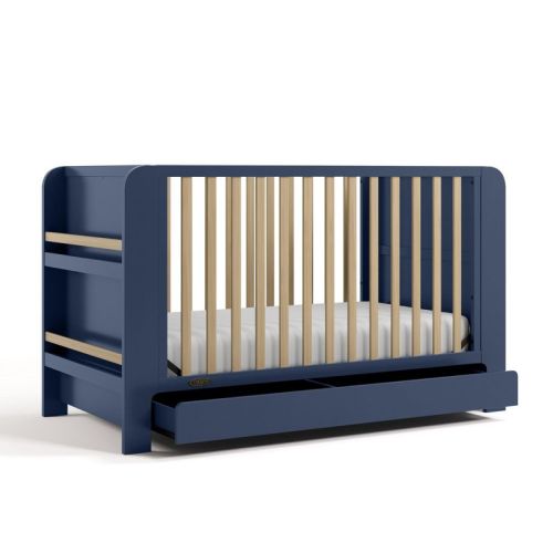 Graco Read-with-Me 4-in-1 Convertible Crib with Drawer Midnight Blue/Driftwood