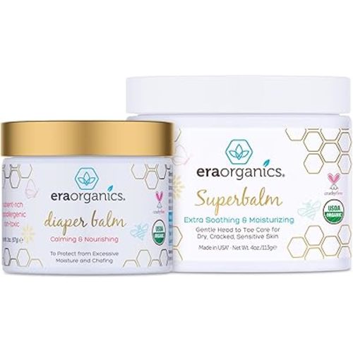 Era Organics Baby Healing Ointment & Diaper Balm – Organic Baby Balm for Eczema, Cradle Cap & Sensitive Skin + Organic Diaper Ointment – Moisturizing Relief for Dry, Irritated Skin (4 oz + 2 oz)