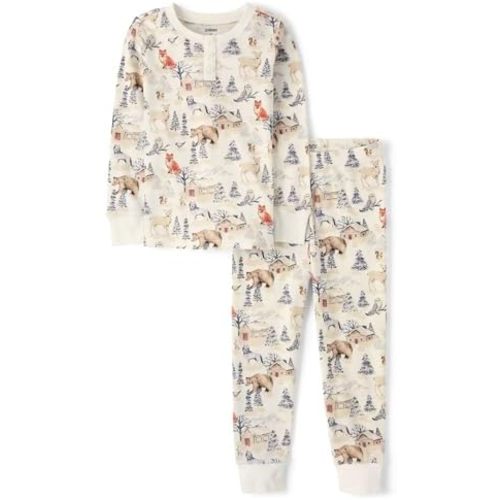 Gymboree Kids' And Toddler 100% Cotton Henley Long Sleeve Top and Pants, Gymmies Pajama Set