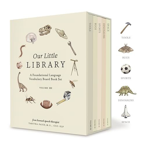 Our Little Library Vol. 3: Dinosaurs, Space, Tools, Bugs, and Sports Board Book Set for Boys & Girls (Tabitha Paige Children's Book Series)