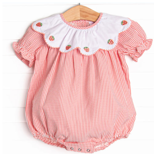 Strawberry Jam Stripes Embroidered Bubble, Red – Stitchy Fish