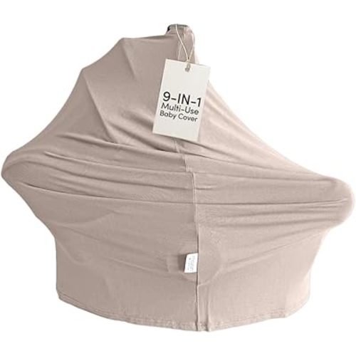 MOZAH Baby Multi-Use Cover: 9-in-1 Car Seat Covers Canopy Cover, Breathable Breastfeeding Cover, Stroller Cover & More, Boys & Girls Shower Gifts (Warm Taupe)