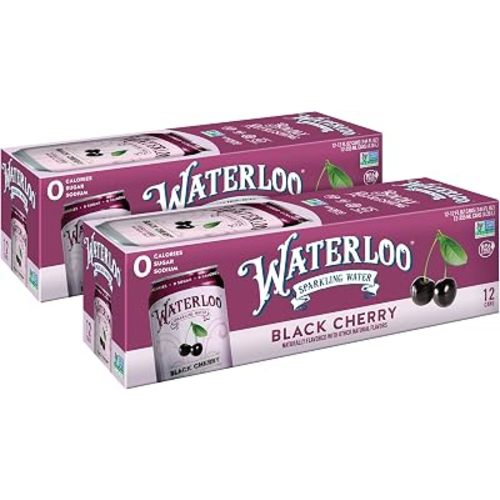 Waterloo Sparkling Water, Black Cherry Naturally Flavored, Pack of 24, 12 Fl Oz Cans | Zero Calories | Zero Sugar or Artificial Sweeteners | Zero Sodium