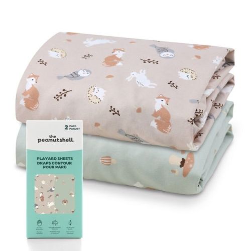 The Peanutshell Pack n Play Sheets, Mini Crib Sheets, Fits 39" x 27", 2 Pack