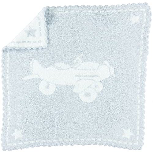 Barefoot Dreams CozyChic Scalloped Baby Receiving Blanket - Blue & White 30x 32
