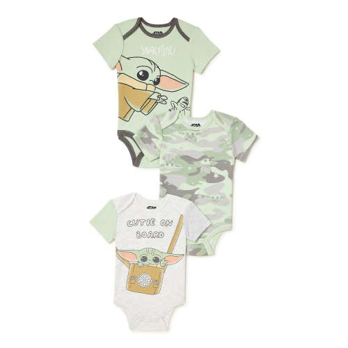 The Mandalorian Baby Yoda Baby Boy Bodysuits, 3-Pack, Sizes 0/3-24 Months
