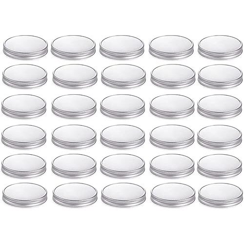 30 Pcs Regular Mouth Mason Jar Lids - Leak Proof Secure Solid Caps, Metal Canning Lids for Food Storage