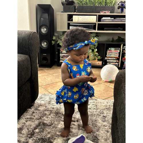 Gotta Catch Em' All Smash Cake/Cross Back Romper made with licensed Pokemon Fabric