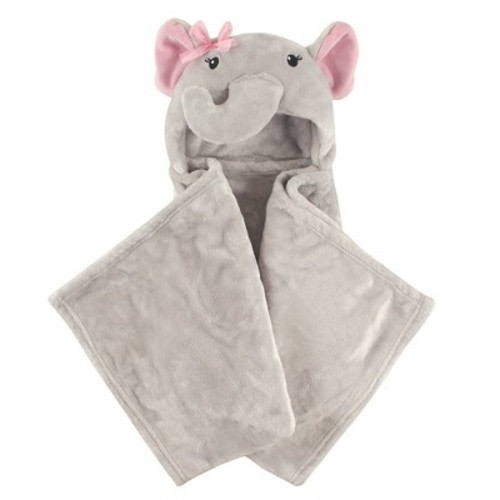 Hudson Baby Infant Girl Hooded Animal Face Plush Blanket, Pretty Elephants, One Size
