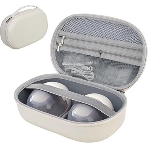 Wearable Breast Pump Bag, Carrying Case Compatible with Eufy Breast Pump, Portable Hard Shell Storage Bag with Zipper, Mesh Pocket and Elastic Strap, Holds 2 Pumps and Accessories, Ideal for Travel