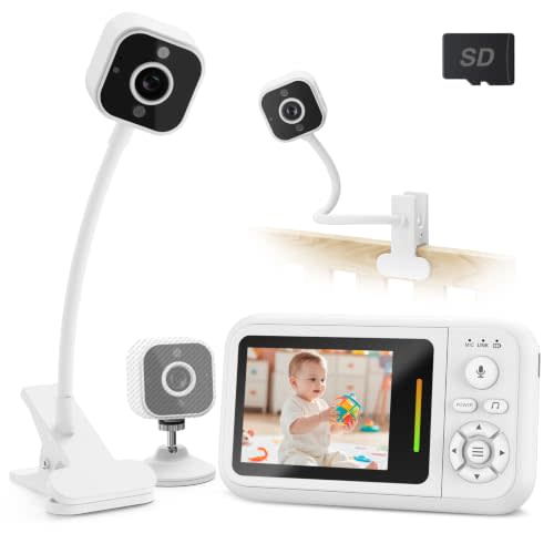 Baby Monitor with Camera and Audio & Crib Clip, No Wifi, Portable & Travel | Auto 940mn Night Vision, 2.8'' HD IPS Video Screen, 2.4G FHSS, VOX Mode, 2-Way Audio, Feed Reminder, Temp Sensor, Lullabies