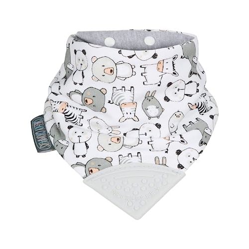Cheeky Chompers Neckerchew Teething Bib, 2-in-1 Bandana Style Bib w/Food Grade Silicone Teether