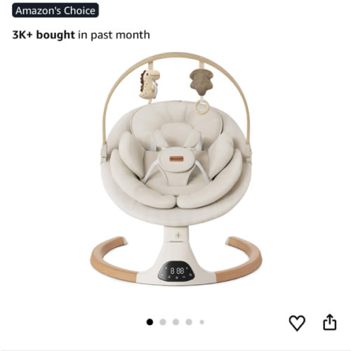 Baby Swings for Infants, Monamii Baby Swing, Infant Swing with 5 Speeds, 10 Lullabies, Electric Swing for Baby, Indoor & Outdoor Use (Beige)