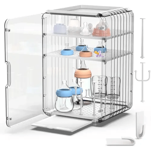 Palksky Baby Bottle Organizer for Storage,Baby Bottle Drying Rack for Countertop Organizer,Clear Space-Saving