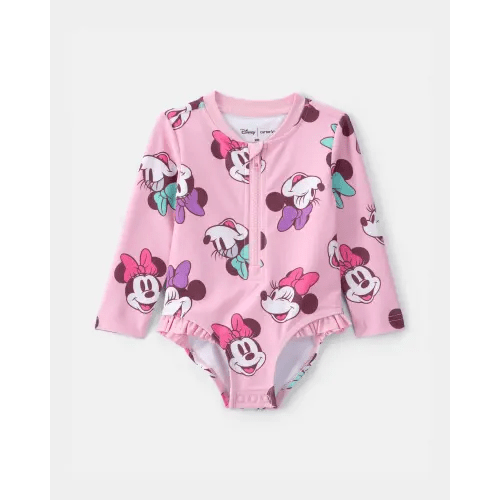 Baby Girl Disney© Minnie Mouse 1-Piece Swimsuit Rashguard - Pink | Carter's