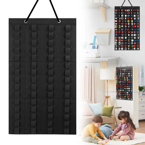 Lssam Hot Wheels Organizer and Wall Display Shelf - Hanging Storage Case Holds Up to 60 Toy Cars, Wall-Mounted Space Saver for Hot Wheels Collection