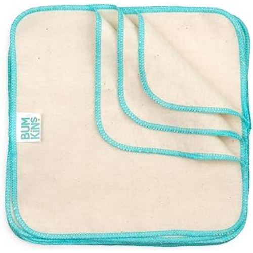 Bumkins Reusable Flannel Baby Wipes, 12 Count, Natural