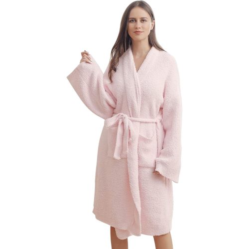 bearberry Cozy Robe Lightweight Soft Plush Bathrobe with Pockets for Women