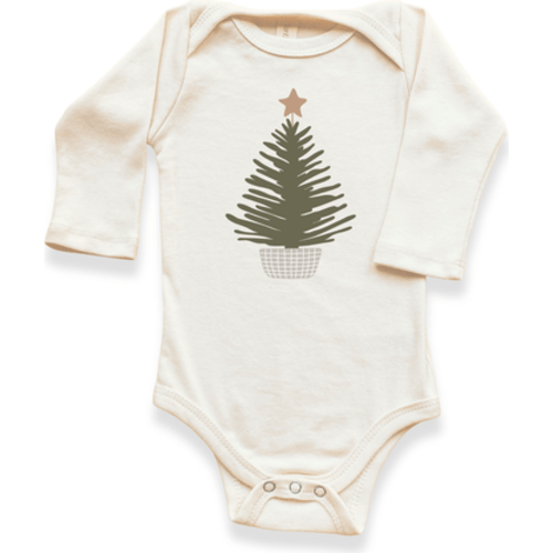 Holiday Tree - Organic Long Sleeve Baby Bodysuit, 3-6M