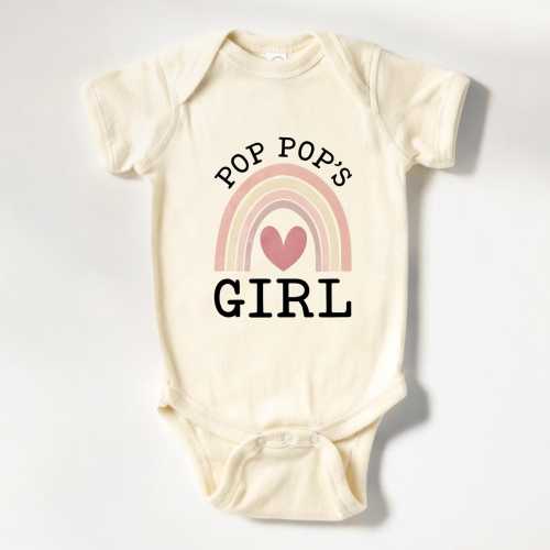 Pop Pop's Girl Onesie®, Rainbow Pop Pops Girl Baby Bodysuit, Little Girls Onesie®, Pop Pops Baby Girl Natural Baby Onesie® (LB-DHE384)