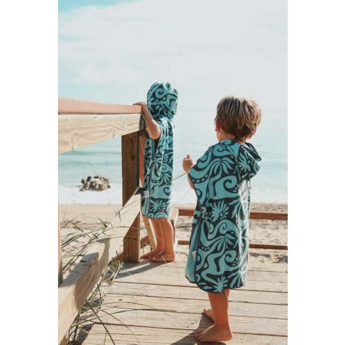 Dark Blue Little Surfer Dude Hooded Terry Beach Towel