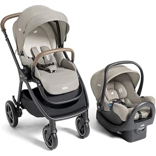 Joie, Kava and Rue Travel System - 3-in-1 Stroller, Lightweight Infant Car Seat & Anti-Rebound Base, All-Wheel Suspension, Reversible Seat (Dove)