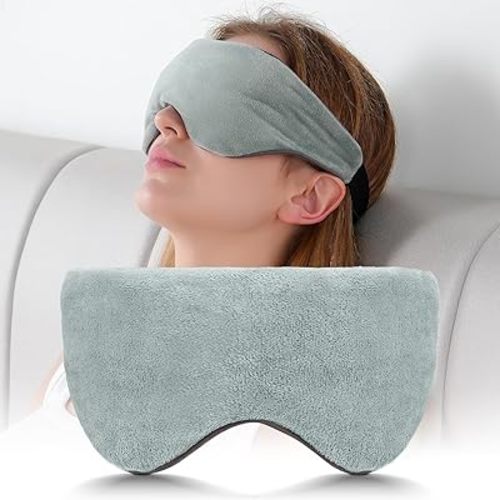 Sivio Weighted Eye Mask for Sleeping, Cooling & Cozy Reversible Blackout Sleep Mask for Women & Men, Microwave Freezable Heavy Blindfold for Migraine, Travel, Meditation, 0.55lbs, Grey