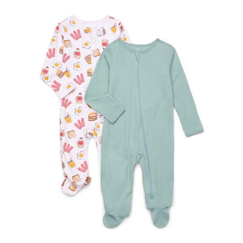 Wonder Nation Baby Gender Neutral Zip Front Footed Sleep N Play Pajamas, 2-Pack, Sizes Preemie-6/9 Months