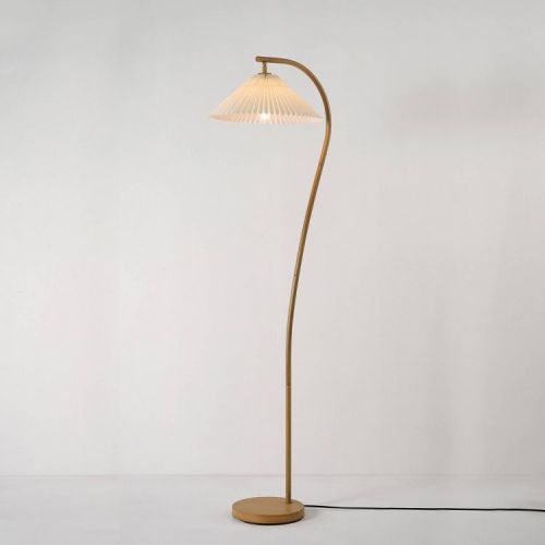Globe Electric 62" Wood Toned Floor Lamp: ETL Listed, Iron Base, Push Button Switch