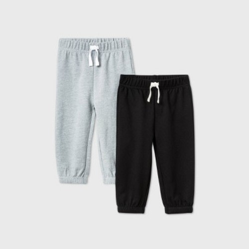 Baby Boys' 2pk Jogger Pants - Cat & Jack™ Gray/Black, Size: 3-6M