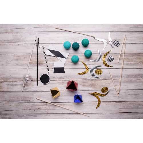Montessori Baby Mobile DIY Kit: Sensory Mobile Set for Newborns 0–3 Months, Educational Infant Toys, (Munari, Octahedron, Gobbi, Dancers)