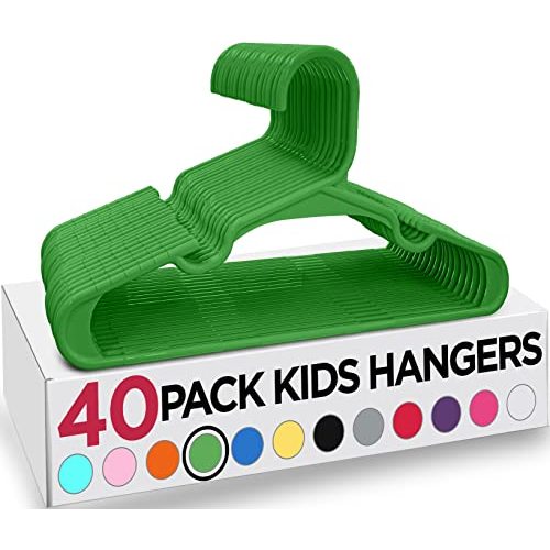 Utopia Home 40 Pack Kids Hangers - 11.5 Inch Plastic Baby Hangers for Closet - Childrens Hanger for Clothes & Infant Hanger for Closet - for Everyday Standard Use (Green)