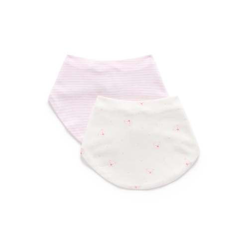 Purebaby 2 Pack Essential Dribble Bib - Pale Pink Bear Pack