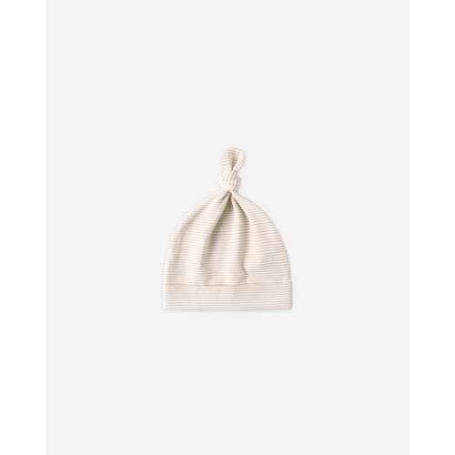 Knotted Baby Hat Oat Micro Stripe