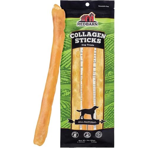 Redbarn Pet Products All-Natural Large 12" Beef Collagen Sticks for Dogs - Long Lasting Low-Odor Alternative to Traditional Rawhide & Bully Sticks - Supports Healthy Joints, Skin, & Coat - 3 Pack