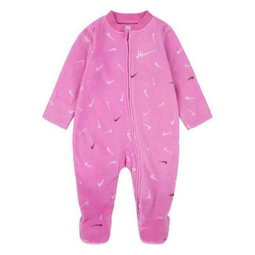 Newborn Baby Girls Nike Swoosh Pattern Logo Microfleece Footed Coverall