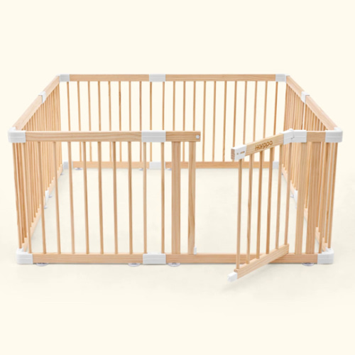 HARPPA Wooden Baby Gate Playpen | Non-Toxic Foldable DIY Adjustable Play Yard for Infants & Toddlers – Natural Finish Baby Fence for Small & Large Spaces