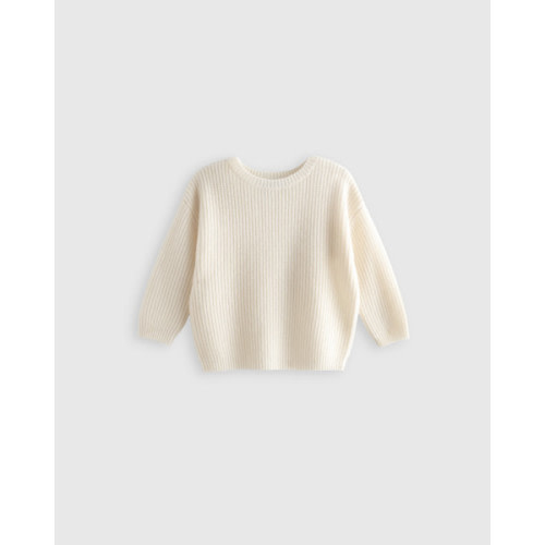 Mongolian Cashmere Fisherman Tunic Sweater - Baby in Ivory