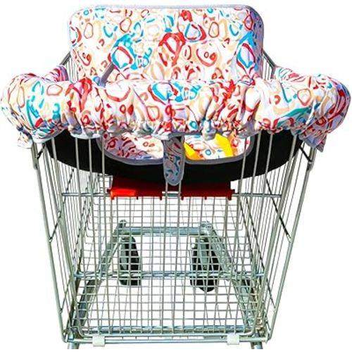 2-in-1 Shopping Cart Cover for Baby,High Chair Cover for Restaurant Seat Padded Grocery Cart Cover for Babies Toddler Girl and Boy Comfortable Universal Baby Essentials Gift (Graffti)