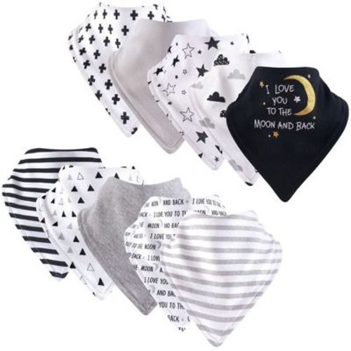 Hudson Baby Infant Baby Cotton Bandana Bibs 10pk, Moon And Back, One Size