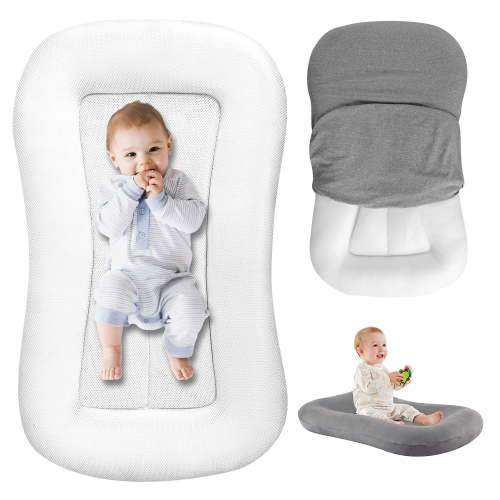 Gofinoday Baby Lounger for Newborn, Infant Lounger 0-12 Months - Ergonomic Cotton Baby Nest with Tummy Time Support, Portable Floor Seat, Newborn Essentials Gift