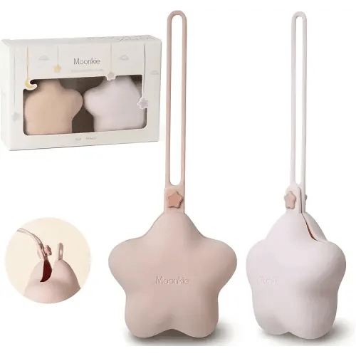 Moonkie Silicone Pacifier Holder Case, Cute Portable Pacifier Storage Case, 2 Pack
