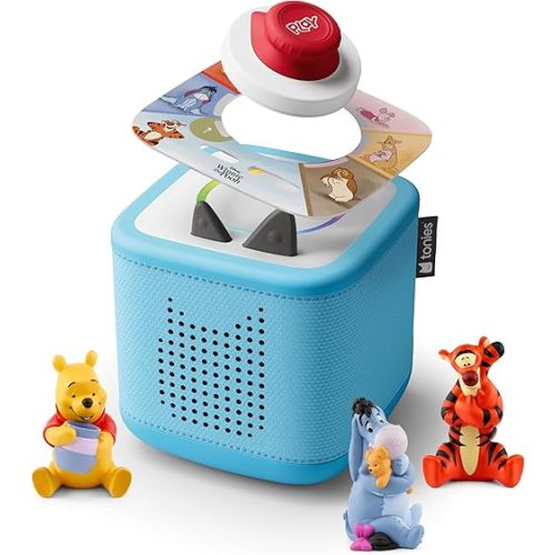 Toniebox 2 Audio Player Bundle for Kids 3+ with Winnie The Pooh, Tigger, Eeyore Figurines and Tonieplay Game & Controller - Sky Blue