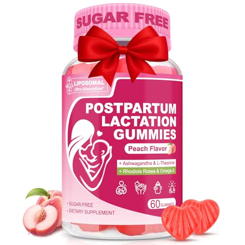 Liposomal Lactation Supplement | Postpartum Lactation Support Gummies, Natural Breast Milk Booster with Ashwagandha, L-Theanine & Omega-3 for Nursing Moms | Balance & Recovery | Peach Flavor, 60cts 1P